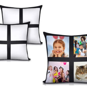 כרית נוי מרובעת עם הדפסה אישית של קולאז' 4 תמונות