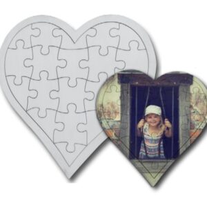 פאזל בצורת לב עשוי מעץ עם הדפסה אישית עם 19 חלקים
