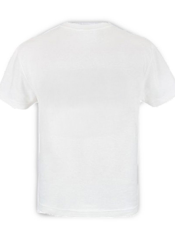 חולצה t shirt לבנה צד אחורי מבט מאחור על חולצת T-shirt לבנה וחלקה עשויה 100% פוליאסטר, המציגה שטח פנים נקי ורחב המיועד להדפסה אישית של לוגו עסק, כיתובים או תמונות – הראל צלמים קרית אתא.