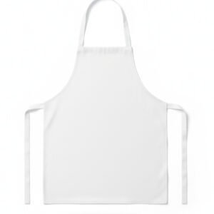 סינר מטבח לבן ואיכותי בעיצוב נקי, עם רצועת צוואר נוחה וקשירה אחורית, מוכן להדפסה אישית של לוגו, שם או הקדשה מרגשת – מתנה מושלמת לבשלנים בהראל צלמים קרית אתא.